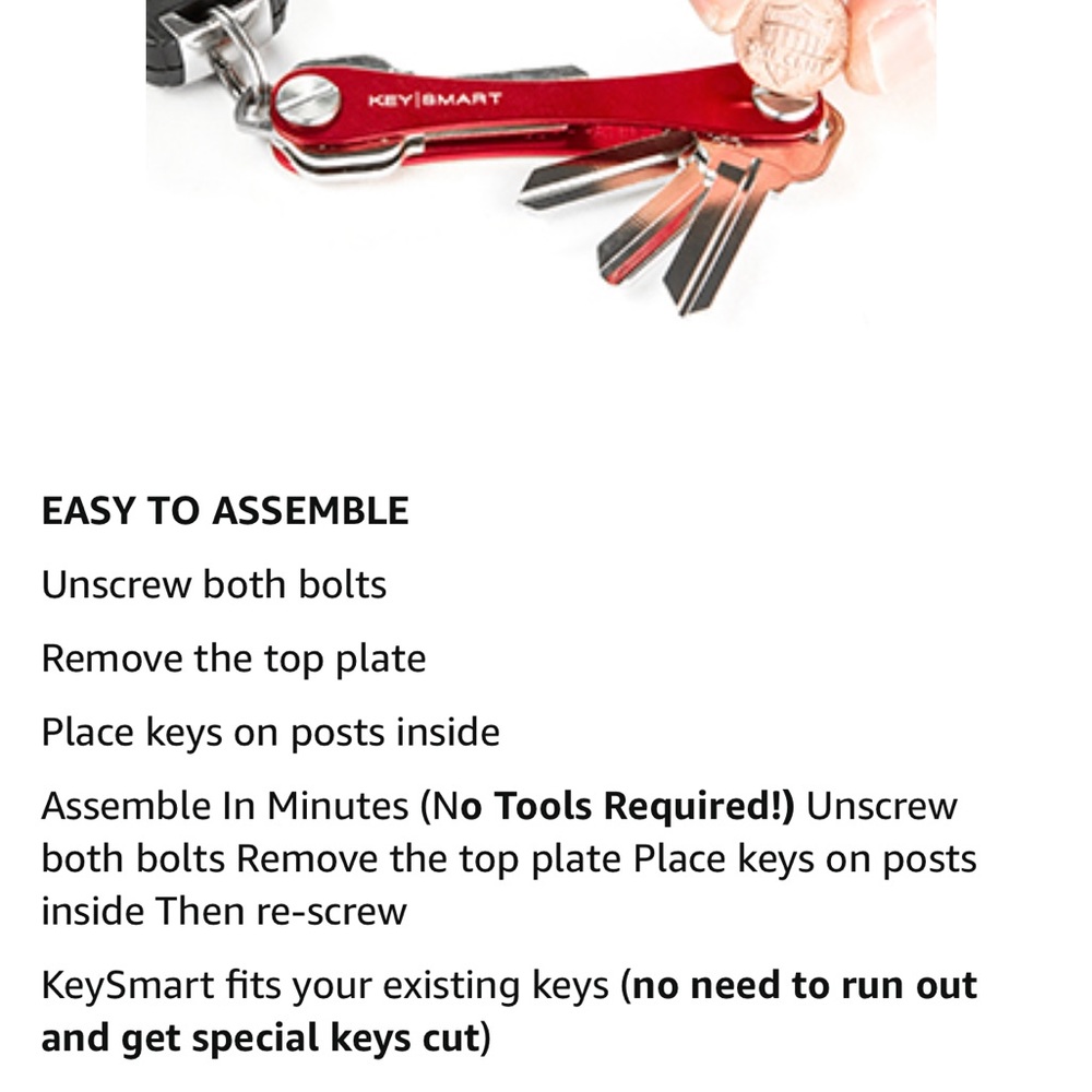Key Smart Compact Key Holder + 4 Accessories/Color Red & Silver